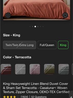 Casaluna Terracotta King Linen-Blend Duvet Cover & Sham Set